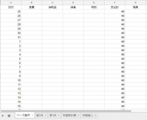家計簿 毎月